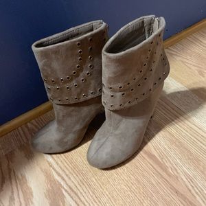 Brown Booties 4inch Chunky Heel